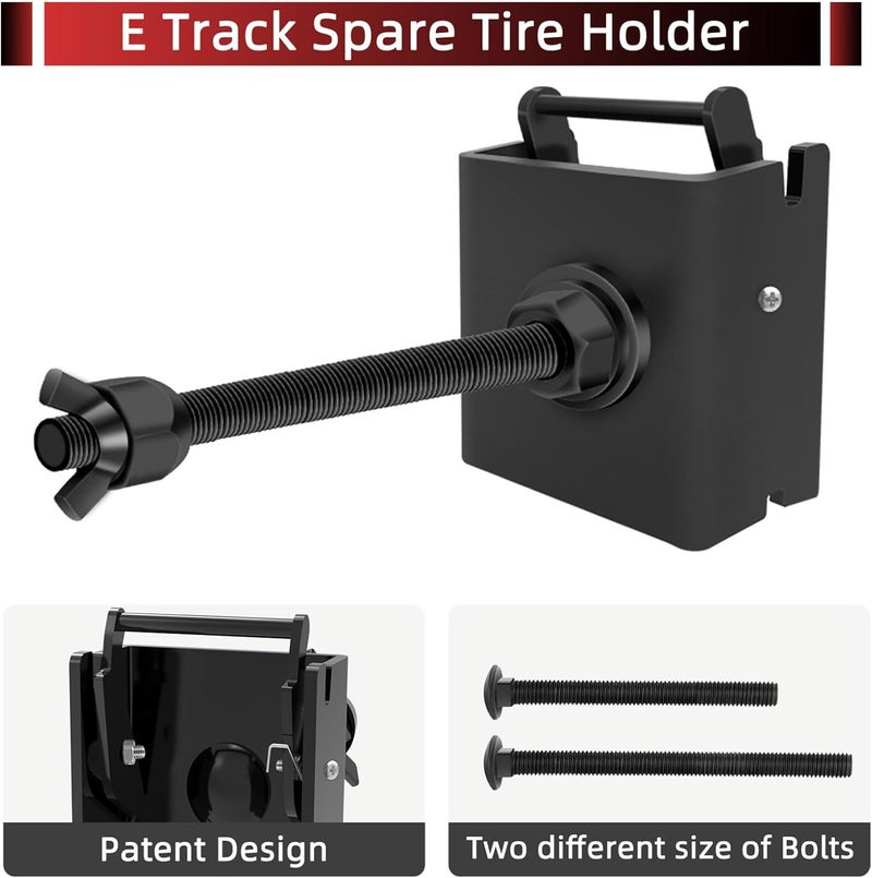 Qualward E Track Spare Tire Holder Mount for Enclosed Trailers, Spare Tire Carrier Bracket for Trucks, Garages, Warehouse and Semis, Upgraded E-Track Fittings Spare Wheel Carrier - Image 2